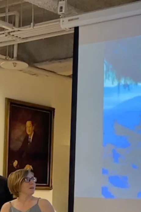Claudia introducing a hiking presentation at a Taiwan Impact Entrepreneurs event