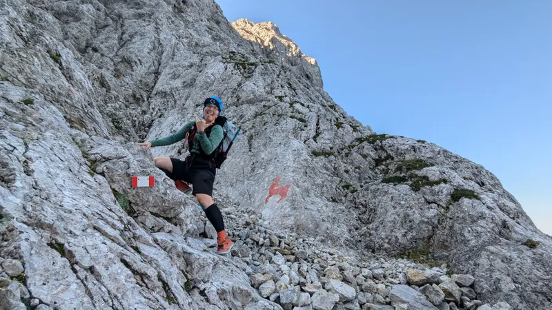 Climbing a via ferrata route