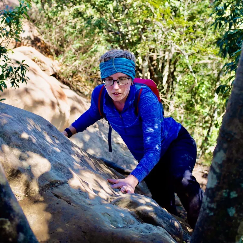 Rock climbing on a cliff face